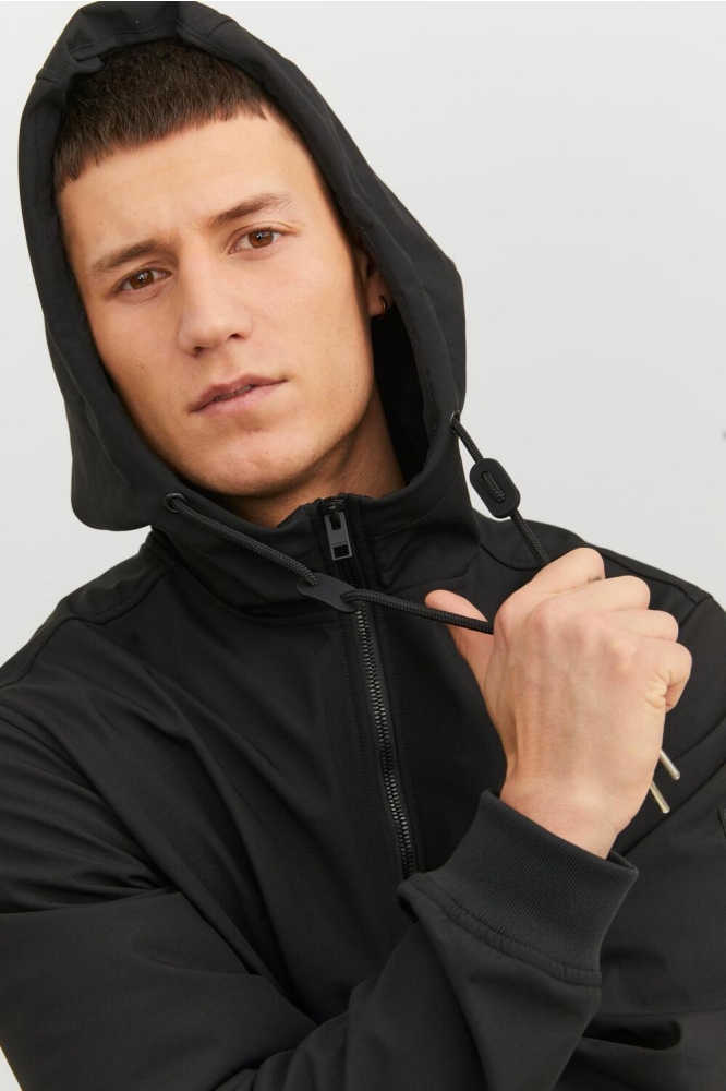 JJEBASIC SOFTSHELL HOOD NOOS 12236300 BLACK